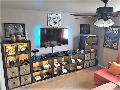 Gaming Room Design and Storage | West Coast Self-Storage Ultimate Gaming Room, Boys Game Room, Retro Games Room, Nerd Room, Hangout Room, Room Decoration Ideas, Living Room Setup, Video Game Room Design, Video Game Rooms