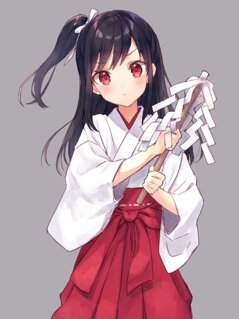 Shrine Maiden, Comics Anime, Anime Kimono, Moe Anime, 만화 캐릭터, 영감을 주는 캐릭터, Red Eyes, Kawaii Girl, Anime Artwork