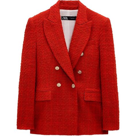 Zara Red Textured Double-Breasted Blazer as seen on Kate Middleton, The Duchess of Cambridge Double Blazer, Meagan Tandy, White Tweed Jacket, Tweed Blazer Women, Casual Suit Jacket, Jacket Ideas, Parka Women, Women Sweaters Winter, Coat For Women