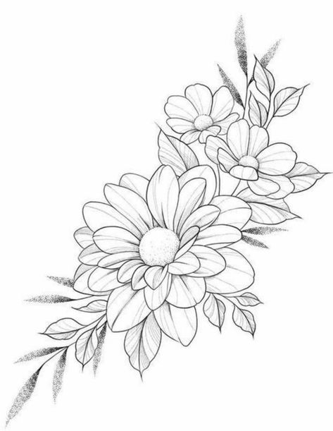 Aster Flower Tattoo Design, Aster Drawing, Aster Flower Tattoo, Hur Man Ritar Blommor, Aster Flower Tattoos, Flower Tattoo Stencils, Flores Tattoo, Flower Tattoo Drawings, Tattoo Outline Drawing