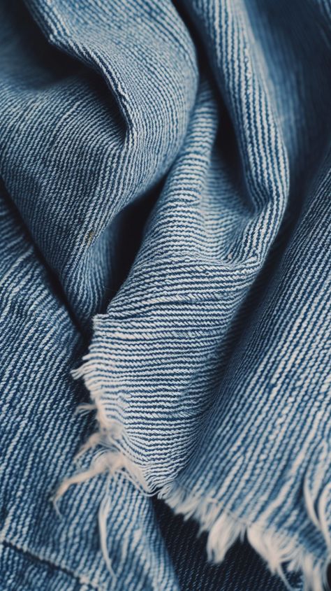 Denim Texture Close-up: Close-up image showcasing the detailed texture of a blue denim fabric with frayed edges and visible weaves. #denim #texture #fabric #blue #close-up #material #textile #cotton #stockcake https://ayr.app/l/JsCa Fashion Materials Textiles, Denim Close Up, Fabric Close Up, Denim Texture Fabrics, Materials And Textures Fabric, Denim Mood Board, Textile Aesthetic, Denim Fabric Texture, Textile Moodboard