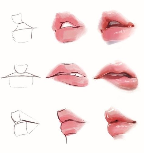 Lip Tutorial Drawing, Steps To Draw, Draw Lips, Personaje Fantasy, Lip Drawing, Lips Drawing, Art Tools Drawing, Sketches Tutorial, 캐릭터 드로잉