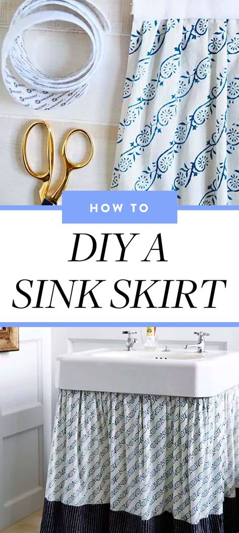 Skirted Sinks Are So In RN: Here?s How to DIY One Sink Skirt, Bathroom Diy, Design Studios, Sewing Projects, Sewing, Skirt, Bedroom, Design