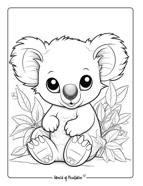 Koala Colouring Pages, Koala Coloring Pages Free Printable, Baby Animal Coloring Pages, Koala Coloring Pages, World Of Printables, Spring Coloring Pages, Mermaid Coloring Pages, Cat Coloring Page, Easy Coloring Pages