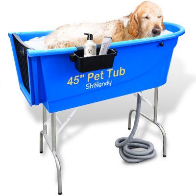 Shelandy 39.4'' H x 21.9'' W x 44.9'' D Plastic Dog Grooming Tub & Reviews | Wayfair Washing Station Outdoor, Dog Washing Station Outdoor, Dog Wash Station, Dog Grooming Tubs, Pet Hair Dryer, Wash Station, Washing Station, Dog Washing Station, Dog Wash