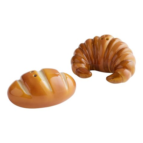 Ceramic Croissant and Bread Loaf Salt and Pepper Shaker Set - World Market Life In Germany, Croissant Bread, Lots Of Food, Quirky Kitchen, Food Shapes, Bread Loaf, Aesthetic Kitchen, In The Hospital, Salt Shaker