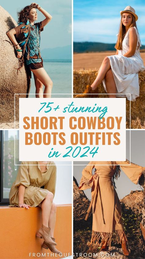 Outfits With Freebird Shoes, How To Style Short Cowgirl Boots, What To Wear With Ankle Cowboy Boots, Cowboy Mules Outfit, Low Cowboy Boots Outfit, How To Wear Short Cowboy Boots, How To Wear Cowboy Boots Women Over 50, Ankle Cowgirl Boots Outfit, Short Western Boots Outfit