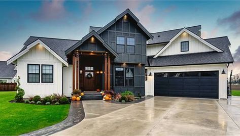 Lake House Plans | Lake House Floor Plans | Lakefront House Plans | The House Designers Coat Closets, Garage Projects, Transitional Modern Farmhouse, Farmhouse Style House Plans, Modern Farmhouse Exterior, Farmhouse House, Transitional Modern, Wood Tones, Bedroom Modern