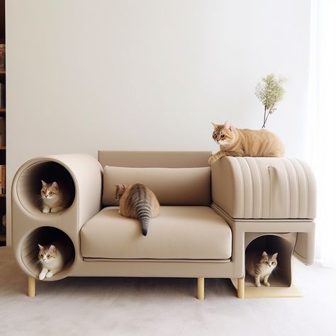 This doghouse that doubles up as a modular sofa has been designed for millennials and their pets! Cool Pet Products, Pet Furniture Design, Cat House Ideas, Modern Pet Furniture, Diy Chat, Luxury Cat Bed, Cat Furniture Design, Pet Room, Cat Sofa