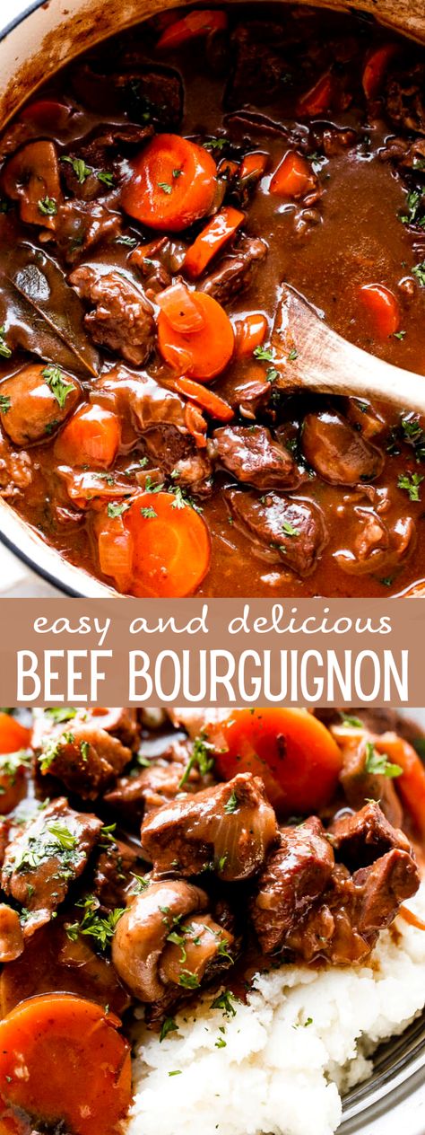 French Beef Stew Recipe, Easy Beef Bourguignon, Tender Beef Stew, French Beef Stew, Red Wine Beef, Beef Bourguignon Recipe, Beef Stew Recipe, Tender Beef, Easy Beef