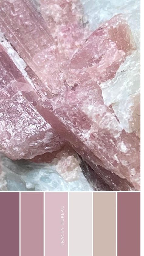 Crystal Color Palette, Pink Tourmaline Crystal, Color Palette Inspiration, Pink Color Schemes, Color Schemes Colour Palettes, Palette Inspiration, Color Palette Pink, Color Palate, Design Seeds