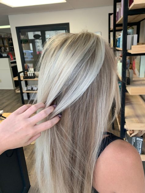 Blonde With Darker Underneath, Icy Blonde Partial Highlights, Frosty Blonde Highlights, Partial Platinum Highlights, Partial Highlights For Blonde Hair, Bright Dimensional Blonde Highlights, White Blonde Highlights On Brown Hair, Icy Blonde Highlights On Blonde Hair, Icy Blonde With Lowlights