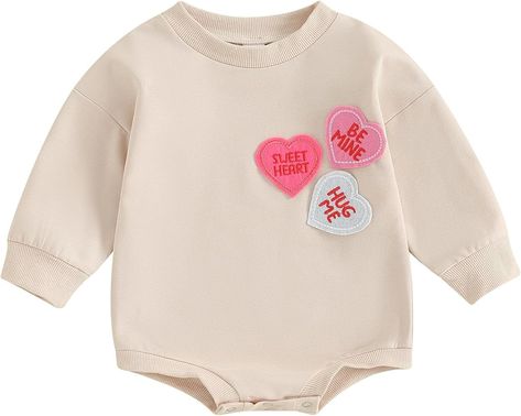 LAGKIYOJ Baby Girl Boy Valentines Day Outfits Letter Sweater Romper Long Sleeve Crewneck Sweatshi... | Amazon (US) Infant Valentines, Bubble Onesie, Baby Valentines Day Outfit, Boy Valentines, Letter Sweater, Sweatshirt Romper, Sweater Romper, Valentines Day Baby, Baby Girl Boy