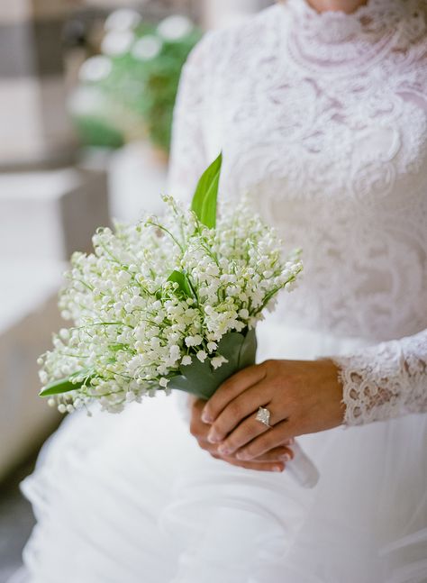 La Cervara Wedding | Portofino, Italy Wedding | photos by Koby Brown | Lemons & White Lace | Blue & Yellow Wedding | Lily of the Valley Bouquet Lily Of The Valley Bridal Bouquet, Lily Of The Valley Bouquet, Bride Bouquets White, Small Wedding Bouquets, Elegant Wedding Bouquets, Portofino Italy, Lily Of The Valley Flowers, Simple Elegant Wedding, Bridal Bouquet Flowers