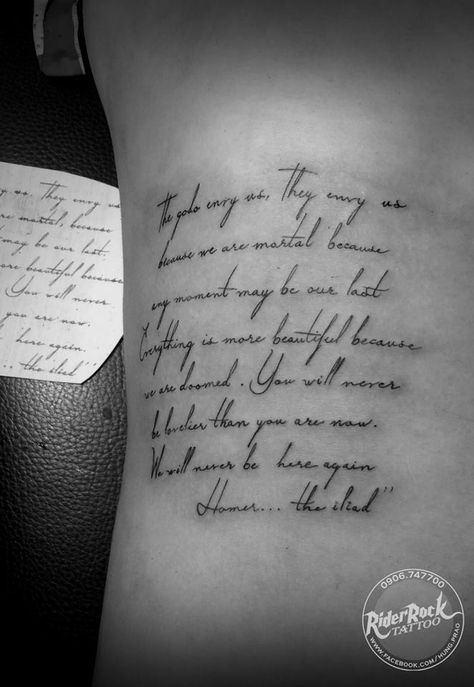 the iliad...Homer'' The Iliad Tattoo, Iliad Tattoo, The Iliad, I Tattoo, Tattoo Quotes, Tattoo Designs, Tattoos, Memes, Quotes