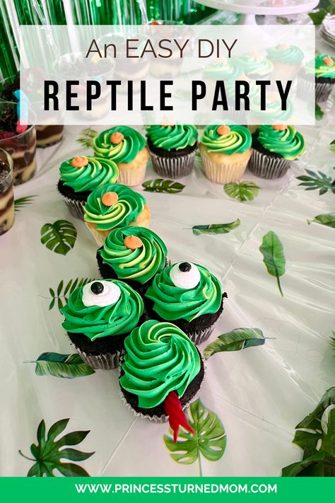 A Reptile Bananza Birthday Party Reptile Themed Birthday Party Food, Reptile Themed Food, Snake Birthday Party Decorations, Snake Party Ideas, Reptile Party Food, Reptile Birthday Party Ideas, Reptile Party Ideas, Reptile Activities, Reptile Themed Birthday Party