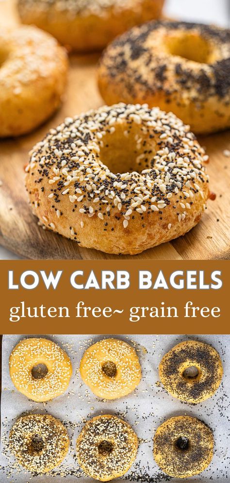 This delicious homemade bagels recipe is easy to make and loaded with protein! These are low carb, gluten free, sugar free and grain free. Don't be intimidated to make your own low carb bagels, these are easy to prepare and a have a fabulous texture! #lowcarb #glutenfree #highprotein Gluten Free Bagel Recipe, Sugar Free Bread, Bagel Recipe Easy, Bagels Recipe, Low Carb Gluten Free Recipes, Low Carb Bagels, Lauren Kelly, Gluten Free Bagels, Gluten Free Protein