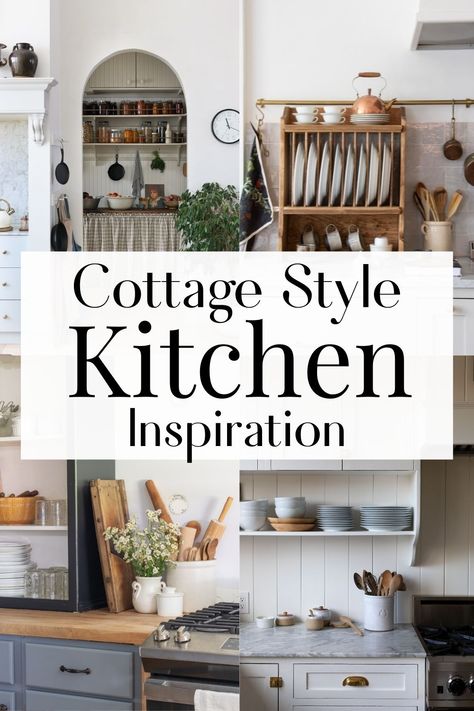 Thrifty Cottage Style Kitchen Ideas | 10 Beautiful & Easy DIYs - Open Doors Open Hearts Cottage Style Kitchen Ideas, Kitchen Cottage Style, Small Cottage Kitchen Ideas, Small Cottage Kitchens, White Cottage Kitchen, Small Country Kitchens, Modern Cottage Kitchen, English Cottage Kitchens, Cottage Kitchen Decor