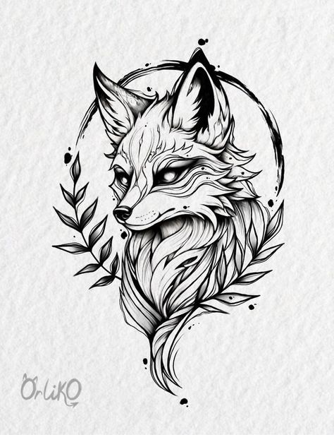 15cm Tattoo, Fox Drawing Tattoo, Fox Tattoo Sketch, Epic Tattoos, Fox Sketch, Fox Tattoo Design, Tattoo Apprenticeship, Epic Tattoo, Beautiful Tattoo