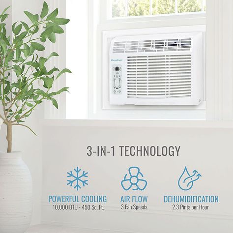 With reliable, window-mounted air conditioning, Keystone produces consistent cooling to keep you comfortable, even on the hottest days. The 10,000 BTU window air conditioner provides maximum comfort for any small-sized room, with dehumidification up to 2.3 pints per hour to remove moisture from the air. The unit comes with a window installation kit with everything you need to set it up included. Customize the settings on your AC by using the electronic controls on the LED display. You'll know wh Wall Air Conditioner, Window Ac Unit, Window Air Conditioner, Window Unit, Energy Saver, Ac Units, Window Installation, Wall Installation, Fan Speed