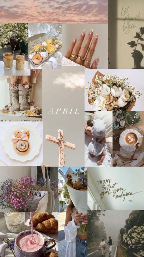 April Mood Board Inspo April Goals Aesthetic, April Moodboard Aesthetic, Wallpaper For April, April 2024 Aesthetic, April Vibes Wallpaper, Spring Vision Board Wallpaper, April Aesthetic Collage, April Background Aesthetic, April Collage Wallpaper