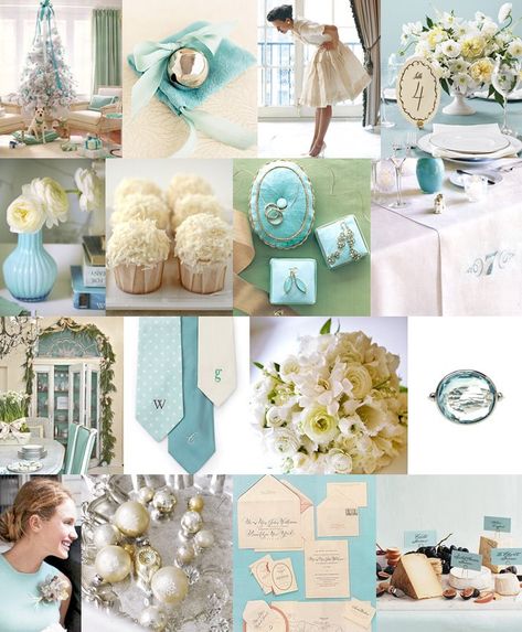 Tiffany Blue and Silver Wedding | Inspiration board from Snippet & Ink . Please visit original post for ... Pale Yellow Wedding, Silver Winter Wedding, Tiffany Blue Wedding Theme, Tiffany Blue Weddings, Tiffany Party, Blue And White Wedding, Tiffany Blue Wedding, Blue Wedding Inspiration, Tiffany Wedding