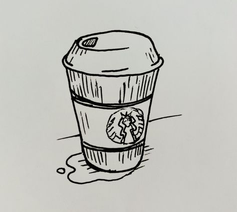 A quick Starbucks cup doodle Starbucks Sketch, Starbucks Doodle, Starbucks Cup Drawing, Starbucks Drawing, Cup Doodle, Starbucks Logo, Coffee Aesthetic, Sketches Simple, Starbucks Cup