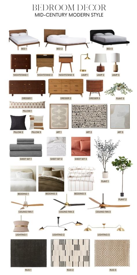 Arden Interiors Mid-Century Modern Bedroom: A Shopping Guide Mcm Bed, Mid Century Modern Bedroom Colors, Mid Century Style Bedroom, 60s Bedroom Decor, 60s Bedroom, Mid Century Modern Bedroom Design, Mid Century Modern Bedroom Furniture, Mid Century Modern Apartment, Mid Century Interior Design