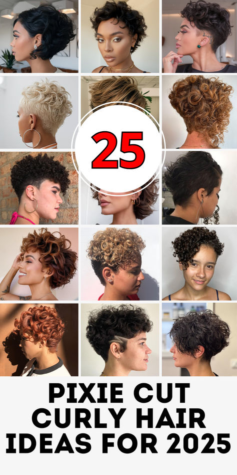 Explore top pixie cut curly hair styles for 2025 that flatter round, oval, and heart-shaped faces. Black women and older women can find chic options for chubby faces or medium-length styles. These designs blend effortless charm with bold personality, making them ideal for women seeking versatile and stylish solutions tailored to their unique facial features. Natural Curly Pixie Haircut Black Women, Pixie Cut Curly Hair Black Women, Pixie Haircut For Curly Hair Natural, Short Curly Cuts Natural Curls, Bold Blonde Highlights, Unique Facial Features, 3c Curls, Pixie Cut Curly, Pixie Cut Curly Hair