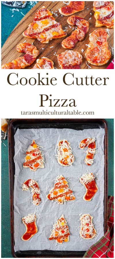 Cookie Cutter Pizza on a wooden board and baking sheet shaped into trees, candy canes, snowmen, and stockings. Star Shaped Pizza, Pizza Cookies, Pizza Shapes, Cute Pizza, Halloween Food Treats, Holiday Dessert Recipes, Best Appetizer Recipes, Pizza Bites, Appetizers Recipes