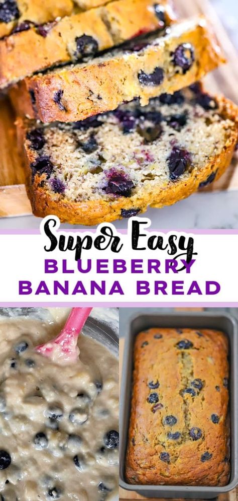 Discover the perfect balance between sweetness and texture in every slice of this Easy Blueberry Banana Bread. This mouthwatering recipe is a delightful marriage of ripe bananas, fresh blueberries, and tender bread. It's not just a breakfast delight, but a scrumptious dessert that will take your taste buds on a journey they won't forget. Get ready to be the baker of the year in your household as you whip up this delectable bread that's perfect for any occasion. Banana Baked Goods Recipes, Recipe With Two Ripe Bananas, Recipes For Over Ripe Bananas Baking, Best Baked Recipes, Banana Bread With Blueberries Recipe, Banana Bread Recipe With Blueberries, Recipes Using Two Ripe Bananas, Stuff To Make With Ripe Bananas, Easy Blueberry Banana Muffins