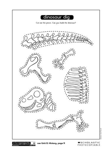 Dinosaur Fossil Printable, Dinosaur Fossil Craft Preschool, Dinosaur Activity Sheets, Dinosaur Skeleton Craft, Fossil Worksheet, Dinosaur Fossil Craft, Dinosaur Worksheets, Thema Dino, Dinosaur Lesson