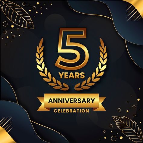 Gradient 5 years anniversary or birthday... | Premium Vector #Freepik #vector #5th-birthday #anniversary-template #5-anniversary #5th Anniversary Template, 5 Anniversary, 8 Year Anniversary, Anniversary Poster, Church Anniversary, 7 Year Anniversary, Company Anniversary, Ten Year Anniversary, Pencil Drawings For Beginners