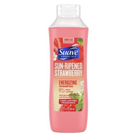 The Suave Essentials Sun-Ripened Strawberry Shampoo has been specially made with a gentle formula to bring out the best in your hair. Enjoy a deep moisturizing experience while the formula works to keep your hair looking healthy every day. By making this your daily hair shampoo, you'll enhance moisture without weighing your hair down and making it oily. You'll love the way the Suave Essentials conditioner enhances your hair's natural beauty. Achieve the best results from this hydrating, moisturizing shampoo by pairing it with the Suave Essentials Sun-Ripened Strawberry Shampoo. Infused with Strawberry Extract and vitamin E, this sweetly scented shampoo for dry hair is formulated to soften and revitalize your hair. The sweet scent of freshly picked strawberries will leave your hair with a s Strawberry Shampoo, Suave Shampoo, Shampoo For Dry Hair, Soft Shiny Hair, Strawberry Extract, Cleansing Shampoo, Hair Cleanse, Red Peach, Natural Shampoo