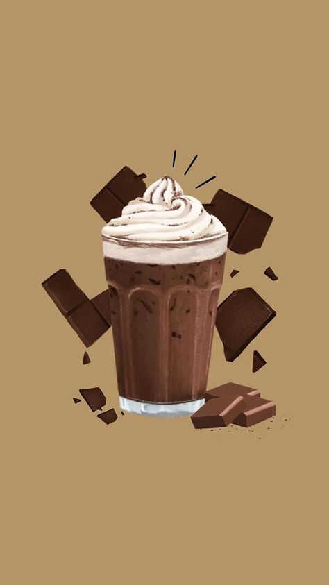 Wallpaper Cute Minimalist, Minimalist Iphone Wallpaper, Iced Chocolate, Iphone Wallpaper Cute, Drink Illustration, Cocoa Drink, Minimalist Iphone, Illustration Ideas, Wallpaper Cute