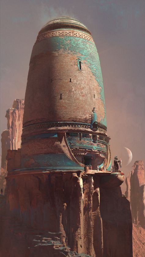 ArtStation - Desert Temple Desert Temple, Desert Bar, Steampunk City, Fantasy Architecture, Sci Fi Architecture, Female Samurai, Egyptian Inspired, Temple Architecture, Steampunk Art