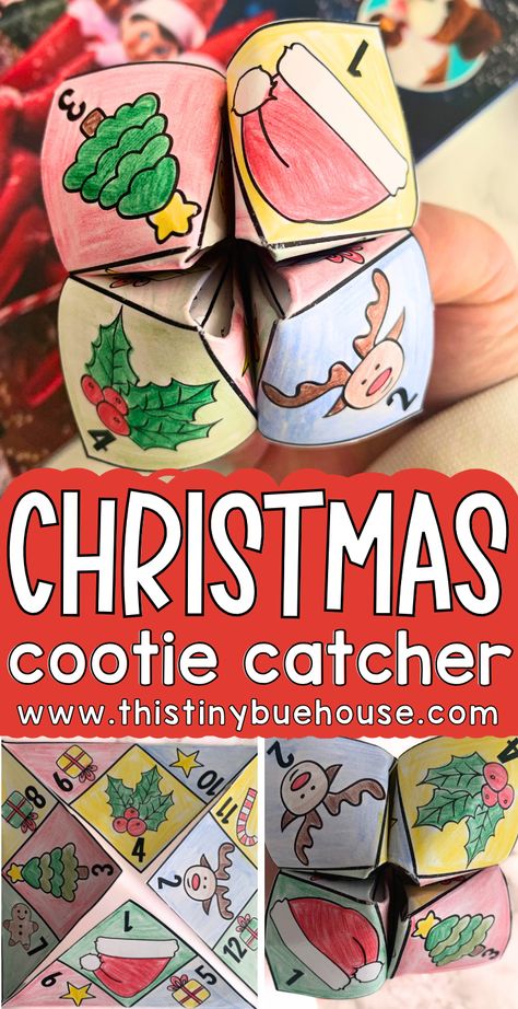 Our Christmas cootie catcher printable game for kids is so much fun during the holiday season. This Christmas joke teller is a fun holiday activity for elementary school students.  It's the perfect activity for having a little screen free fun during the Christmas season. Christmas School Crafts Classroom, Christmas Crafts For Second Graders, Christmas Activities For 3rd Grade Kids, December Art Activities For Kids, Fun Christmas School Activities, Fun Activities To Do With Kids Christmas, After School Christmas Activities, Christmas Craft Primary School, Christmas Crafts In The Classroom