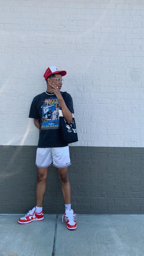 Nike Dunk Low Outfit Men Shorts, Off White Dunks Outfits, Nike Dunk Low Outfit Men, Hype Pics, Nike Dunk Low Outfit, Bali Outfit, Dunks Outfit, Festival Fits, Half Pants