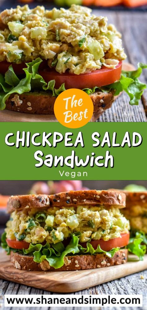 Best Chickpea Salad, Chic Pea Salad, Chickpea Sandwich, Chickpea Salad Sandwich, Plant Based Lunch, Chickpea Salad Recipes, Wfpb Recipes, Pea Salad, Chickpea Recipes