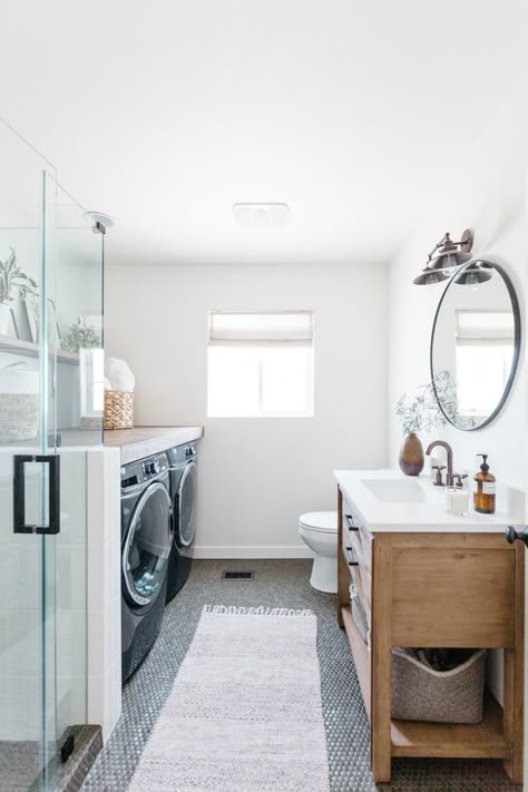 Marco Pl. - Venice Beach - Beach Style - Laundry Room - Los Angeles - by CHRISTOPHER LEE FOTO | Houzz NZ Bathroom And Laundry Room Combo, Bathroom Laundry Room Combo, Laundry Room Bathroom Combo, Laundry Bathroom Combo, Bathroom With Laundry, Basement Laundry, Bathroom Laundry Room, Laundry Room Renovation, Laundry Room Bathroom