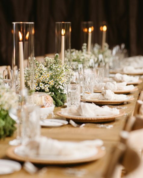 Our harvest tables: a place where our friends and family gathered to share a beautiful meal. The most anticipated moment at our wedding, and my favourite to design. I wanted the tables to encompass classic, timeless, and elegant details, while still feeling warm and organic. From the vintage silverware and rattan chargers, to the foraged chamomile flowers and crystal glasses, each item was carefully selected to convey our concept. The menus were custom printed to feature the unique meal selec... Harvest Tables, Rattan Charger, Harvest Table, Crystal Glasses, Vintage Silverware, Chamomile Flowers, Memorable Moments, My Passion, Feeling Special