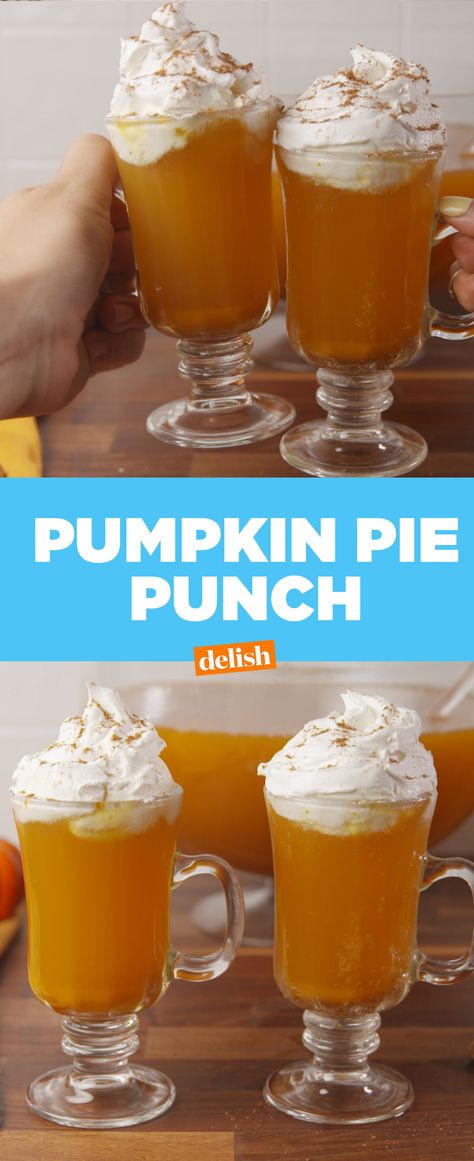 Pumpkin Pie Punch is hands-down our favorite way to booze up this fall. Get the recipe at Delish.com. Fun Holiday Drinks, Pumpkin Punch, Thanksgiving Cocktail, Halloween Punch, Thanksgiving Cocktails, Thanksgiving Drinks, Holiday Drink, Party Punch, Favorite Pie