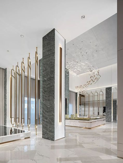 Marble Column Design, Pillar Design Exterior Entrance, Sales Center Design, Pillar Cladding, Column Design Interior, Columns Interior, Column Cladding, Column Detail, Modern Column