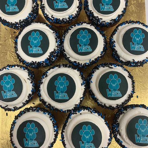 Cupcakes decorated with edible image of school logo and sprinkles to match School Logo, Edible Images, Cupcakes Decoration, Lokai Bracelet, Live Lokai Bracelet, Sprinkles, Cake