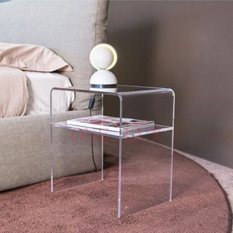 ONE LUX Plain and elegant clear transparent plexiglass acrylic bedside table with shelf   40W 30D 45H CM,Lucite Nightstand-in Nightstands from Furniture on Aliexpress.com | Alibaba Group Lucite Nightstand, Cheap Bedside Tables, Acrylic Bedside Table, Acrylic Nightstand, Lucite Coffee Tables, Trendy Apartment, Acrylic Furniture, Furniture Cheap, Apartment Furniture