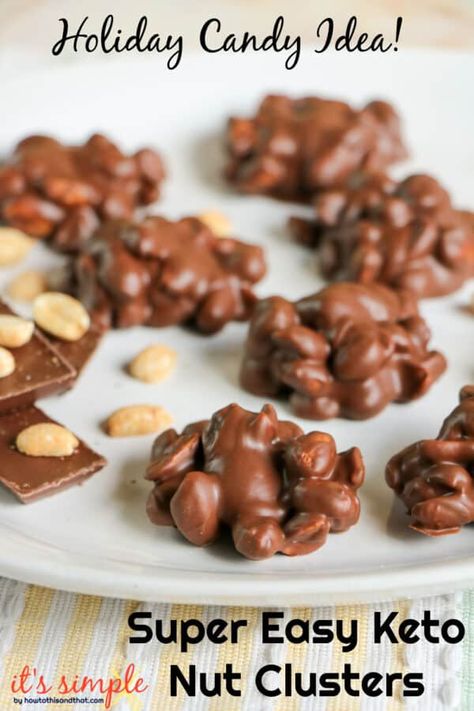 Nut Cluster Recipe, Chocolate Nuts Clusters, Clusters Recipe, Nut Clusters, Chocolate Covered Nuts, Keto Cookie Dough, Low Carb Candy, Keto Easy, Chocolate Candy Recipes