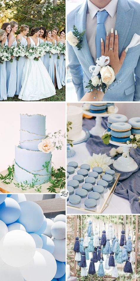 cute light blue wedding ideas Blue And White Wedding Dress Brides, Purple Blue And Gray Wedding, Wedding Colors For May 2024, Light Blue Wedding Theme Groomsmen, Cloud Wedding Decor, Powder Blue Wedding Theme Color Schemes, Baby Blue Suits For Men Wedding, Bridesmaid Dresses Pastel Blue, Chinaware Blue Wedding