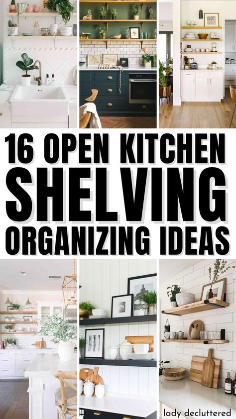 16 Open Kitchen Shelving Organizing Ideas Open Kitchen Shelving Ideas, Rustic Mediterranean Kitchen, Open Kitchen Shelves Decor, Kitchen Shelving Ideas, Kitchen Open Shelving Ideas, Open Kitchen Shelving, Kitchen Floating Shelves, Kitchen Shelving, Diy Kitchen Projects