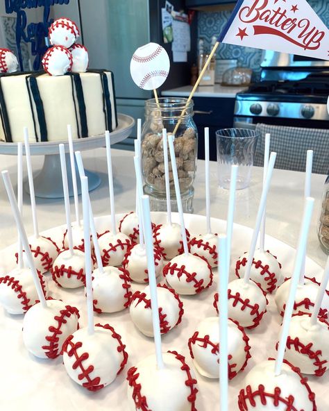 Rookie Year Dessert Table, Baseball 2nd Birthday Party Ideas, Baseball 30th Birthday Party, Baseball Party 1st Birthday, First Bday Baseball Theme, 3rd Birthday Party Baseball, Baseball Cake Birthday, Rookie Year Baseball Cake, Baseball Fourth Birthday