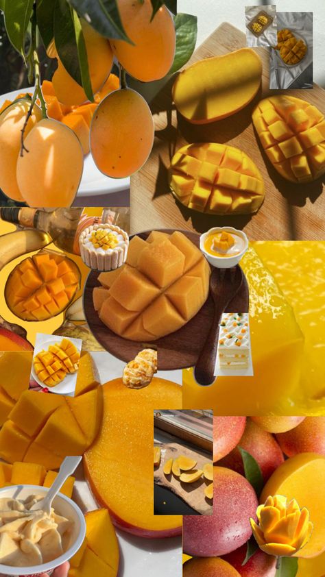 Mango Aesthetic Fruit, Mango Aesthetic, Fruit Collage, Aesthetic Fruit, Fruit Aesthetic, Mango Ice Cream, Mango Cake, Aesthetic Collage, Mango